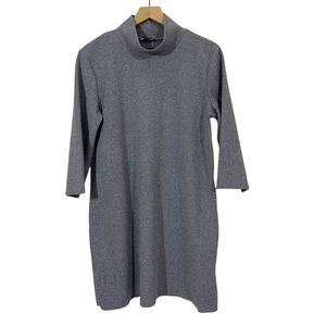 Zara Soft Touch Mock Neck Sweater Dress - Gray/Blue - Large
